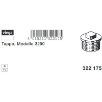 Tappo ø1.1/4"M per chiave quadrata, bronzo, filettatura R 322175