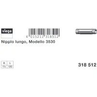 Barilotto nipplo lungo MM ø1.1/4"xL.120mm bronzo, filettatura R 318512