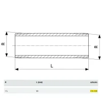 Barilotto nipplo lungo MM ø1.1/4"xL.80mm bronzo, filettatura R 318499