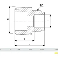 Manicotto FR ø35x1.1/2"M bronzo, estremità a saldare femmina, filettatura R 174484