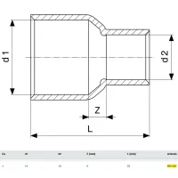 Manicotto di riduzione FF ø14x12 rame, estremità a saldare femmina 464301