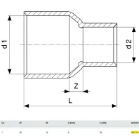 Manicotto di riduzione FF ø28x16 rame, estremità a saldare femmina 585143