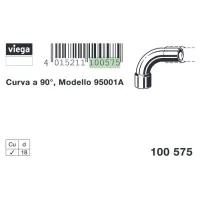 Curva a 90° rame ø18 mm estremità a saldare femmina, estremità maschio MF 100575
