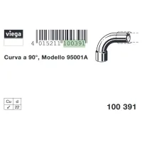 Curva a 90° rame ø22 mm estremità a saldare femmina, estremità maschio MF 100391