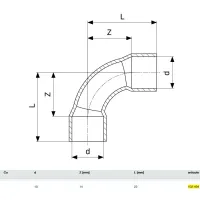 Curva a 90° rame ø10 mm estremità a saldare femmina FF 102494