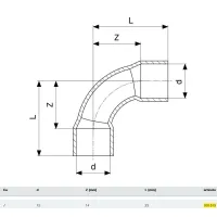 Curva a 90° rame ø22 mm estremità a saldare femmina FF 100513