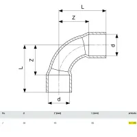 Curva a 90° rame ø35 mm estremità a saldare femmina FF 101046