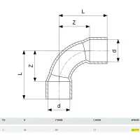 Curva a 90° rame ø42 mm estremità a saldare femmina FF 102777