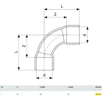 Curva a 90° rame FF ø54 mm estremità a saldare femmina 104115