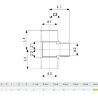 Raccordo a Tee rame FFF ø42 mm estremità a saldare femmina 108236