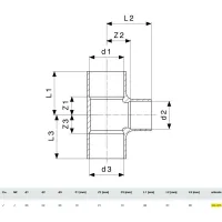 Raccordo a Tee rame FFF ø35 x 22 x 35 mm estremità a saldare femmina 104375