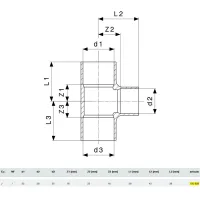 Raccordo a Tee rame FFF ø35 x 28 x 35 mm estremità a saldare femmina 105808