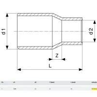 Manicotto di riduzione ø 28M - 22 mm rame estremità maschio, estremità a saldare femmina 101015