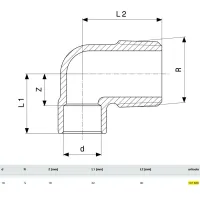 Gomito a 90° bronzo FM ø18-1/2" estremità a saldare femmina, filettatura R 107635