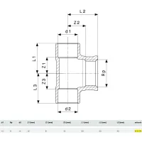 Raccordo a Tee F 14-1/2"-14 bronzo, estremità a saldare femmina, filettatura Rp 475772