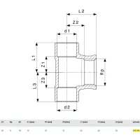 Raccordo a Tee F 16-1/2"-16 bronzo, estremità a saldare femmina, filettatura Rp 475789