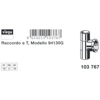 Raccordo a Tee bronzo ø18 - 1/2" - 18 estremità a saldare femmina, filettatura Rp 103767