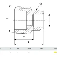 Manicotto FM 10-1/2" bronzo estremità a saldare femmina, filettatura R 112400