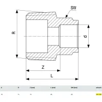 Manicotto FM 14-3/4" bronzo, estremità a saldare femmina, filettatura R 467760