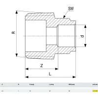 Manicotto bronzo FM ø22 - 1" estremità a saldare femmina, filettatura R 100889