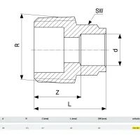 Manicotto bronzo FM ø35 - 1"1/4 estremità a saldare femmina, filettatura R 102661