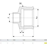 Manicotto FF 14-1/2" bronzo, estremità a saldare femmina, filettatura Rp 475758