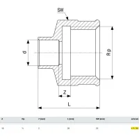 Manicotto FF 16-1/2" bronzo, estremità a saldare femmina, filettatura Rp 475765