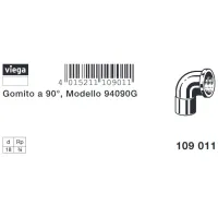 Gomito a 90° bronzo FF ø18 - 3/4" estremità a saldare femmina, filettatura Rp 109011