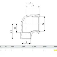 Gomito a 90° FF 28-3/4" bronzo, estremità a saldare femmina, filettatura Rp 144203