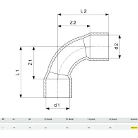 Gomito a 90° ridotto raggio FF ø18 mm rame estremità a saldare femmina 100452