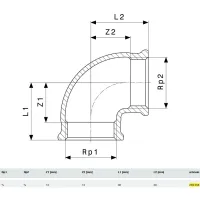 Curva a 90° FF 3/4" bronzo, filettatura Rp 269258