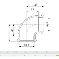 Curva a 90° FF 1" bronzo, filettatura Rp 269234