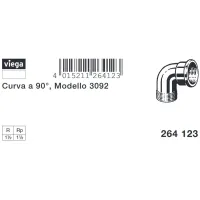 Curva a 90° MF 1"1/2 bronzo, filettatura R, filettatura Rp 264123