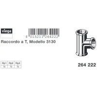 Raccordo a Tee bronzo F 1/2", filettature Rp 264222