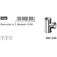 Raccordo a Tee bronzo F 3/4", filettature Rp 264246