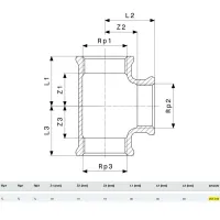 Raccordo a Tee bronzo F 3/4", filettature Rp 264246