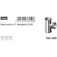 Raccordo a Tee 3/4"x3/4"x1/2" bronzo, filettature Rp 362508