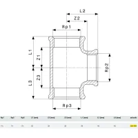 Raccordo a Tee bronzo F 1"1/4, filettature Rp 264284