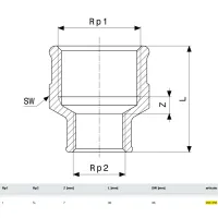 Manicotto di riduzione FF 1"x3/4" bronzo, filettatura Rp 266356