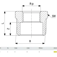 Manicotto di riduzione MF 1"x1/2 bronzo, filettatura R, filettatura Rp 266486