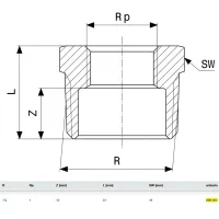 Manicotto di riduzione MF 1"1/4x1" bronzo, filettatura R, filettatura Rp 266462