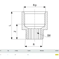 Manicotto di riduzione MF 3/4"x1" bronzo, filettatura R, filettatura Rp, tondo 335311