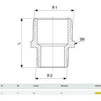 Nipples vite doppia ridotta 1/2x3/8 bronzo, filettatura R 266530