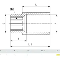 Prolunga MF 3/4"x40 bronzo cromato, filettatura femmina G, filettatura maschio G 447328