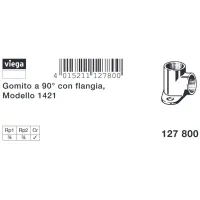 Gomito a 90° FF 3/4" con flangia ottone cromato, filettatura Rp 127800