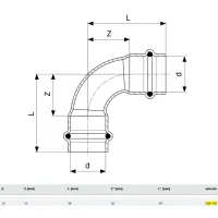 Curva a 90° FF D. 15 Prestabo con SC‑Contur, acciaio al carbonio zincato, estremità a pressare femmina 558123