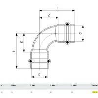 Curva a 90° FF D. 18 Prestabo con SC‑Contur, acciaio al carbonio zincato, estremità a pressare femmina 558130