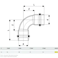 Curva a 90° FF D. 54 Prestabo con SC‑Contur, acciaio al carbonio zincato, estremità a pressare femmina 558185