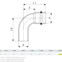 Curva a 90° MF D. 15 Prestabo con SC‑Contur, acciaio al carbonio zincato, estremità maschio, estremità a pressare femmina 558192