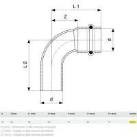 Curva a 90° MF D. 22 Prestabo con SC‑Contur, acciaio al carbonio zincato, estremità maschio, estremità a pressare femmina 558215